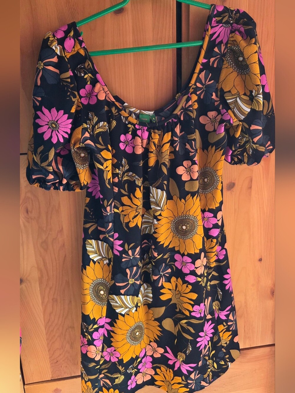 Farm Rio Black & Orange Floral Mini Dress Size Medium